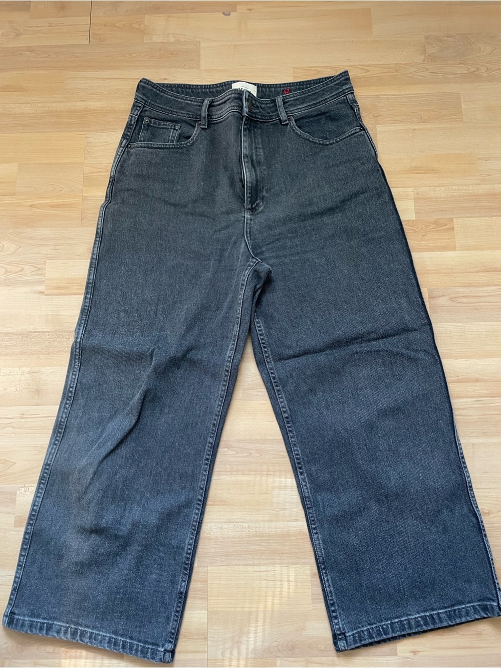 Sezane Le Crop - Sezane Washed Black High-Rise Wide-Leg Jeans